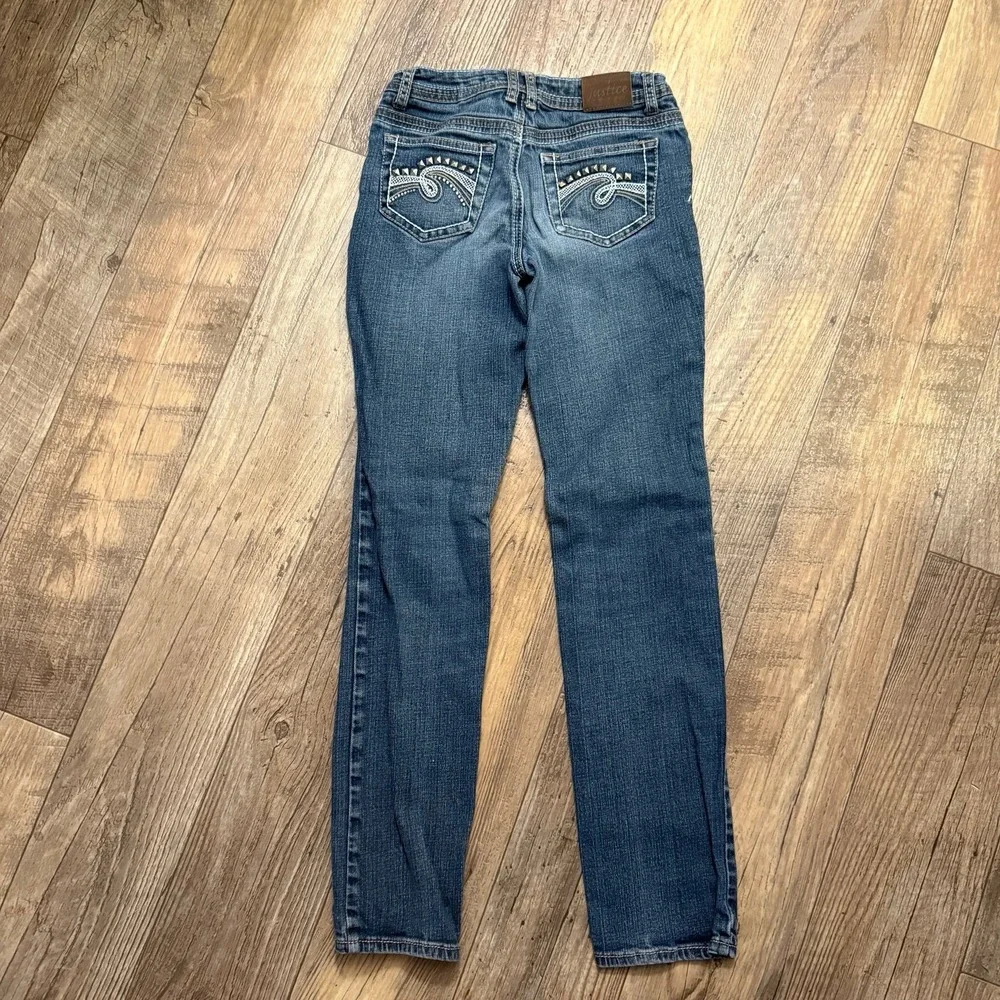 Justice Girls Jeans sz 14 Short Stretchy Straight Leg Blue Denim